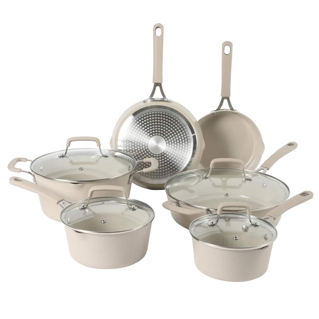 Martha Stewart Heathland Premium Nonstick 10-Piece Aluminum Cookware Set.