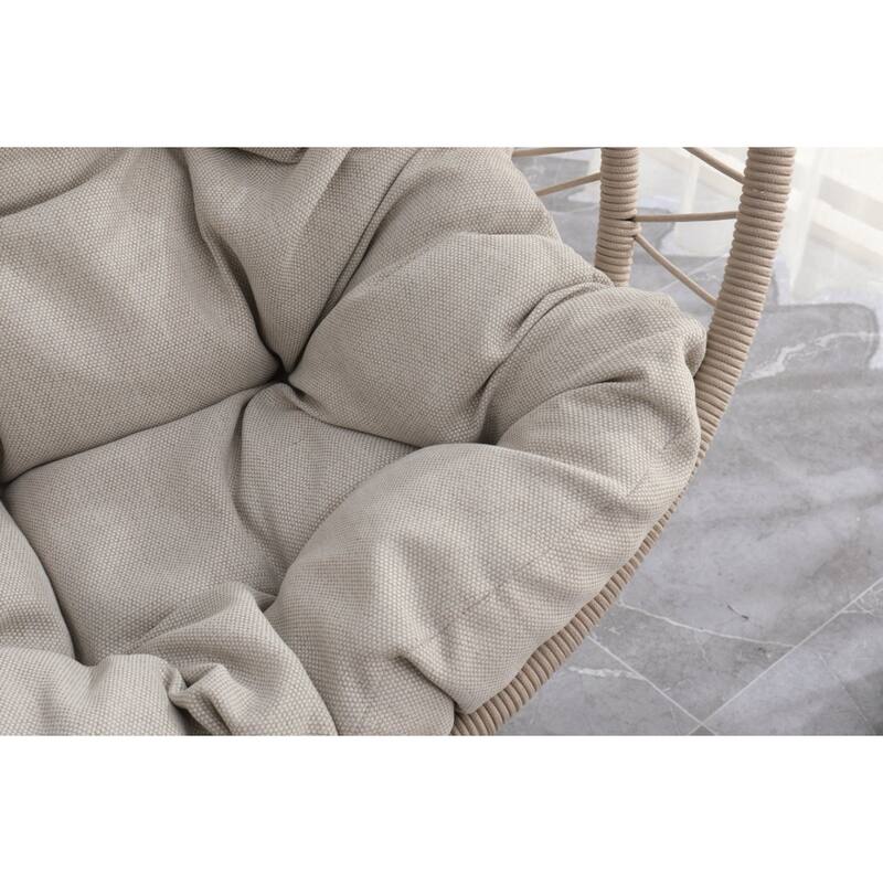 Linen Gray Egg Hanging Chair with Stand - 24.4