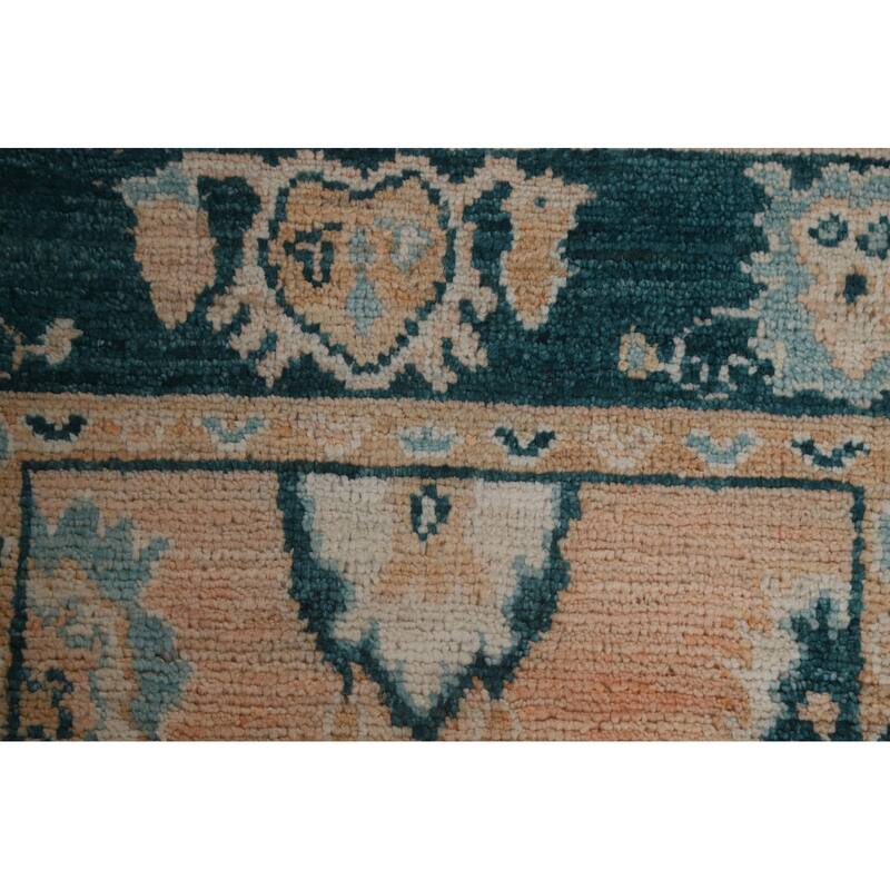 Hand Knotted Oriental 100% Wool Carpet Transitional Geometric Peach Oushak Area Rug - 2' 11'' X 2' 1''