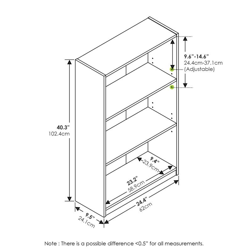 55.5 in. Tall Oak Wood 1-Shelf Bookcase
