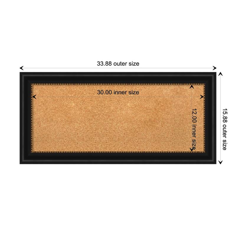 Manhattan Black Framed Cork Bulletin Memo Board