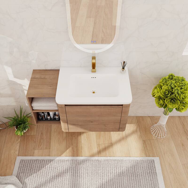 Beingnext 24''/28''/36''/40''/60''/68'' Floating Bathroom Vanity with Sink, Wall Mounted Bathroom Vanity with Soft Close Door