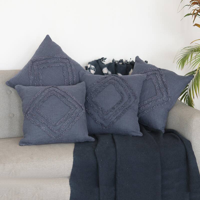 Novica Handmade Blue Clouds Embroidered Cotton Cushion Covers (Set Of 4)