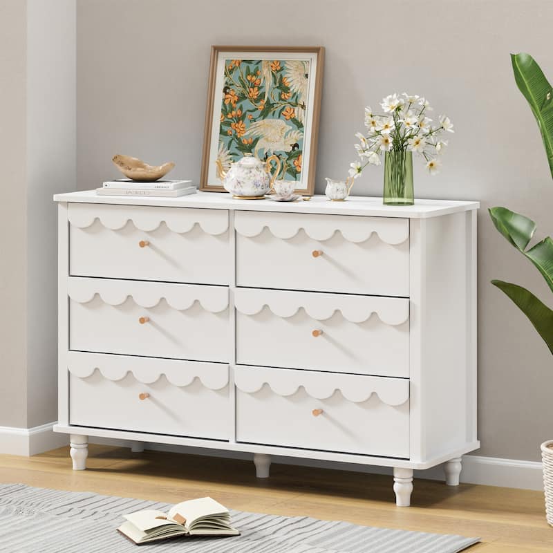 Lace Trim 6-Drawer Dresser with Nightstand Kids' Bedroom Dream Storage