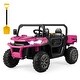 preview thumbnail 5 of 38, Gymax 12V 2 Seater Ride On UTV Dump Truck Remote w/ Electric Dump Bed Pink
