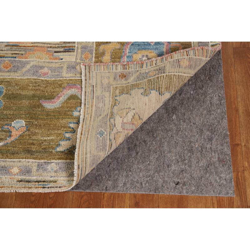 Hand Knotted Oriental 100% Wool Carpet Transitional Floral Multi-Colored Oushak Area Rug - 9' 5'' X 8' 2''