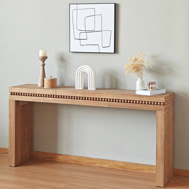 Convenience Concepts Wood Console Table/Desk with Real Wood Beads Decoration