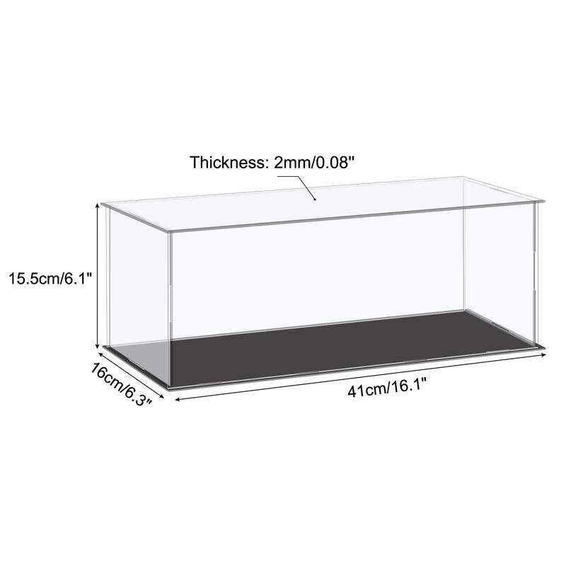 Acrylic Display Case Plastic Box Cube Storage Small Dustproof Showcase - 16.1x6.3x6.1 Inch