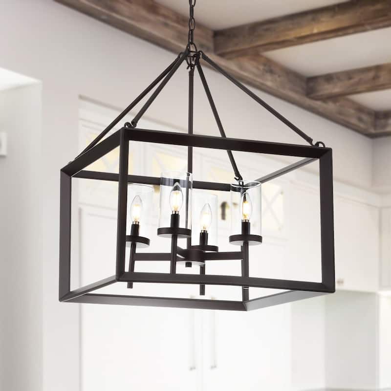 Gloria 12" 3-light Metal/Glass LED Pendant, Oil Rubbed Bronze by JONATHAN Y