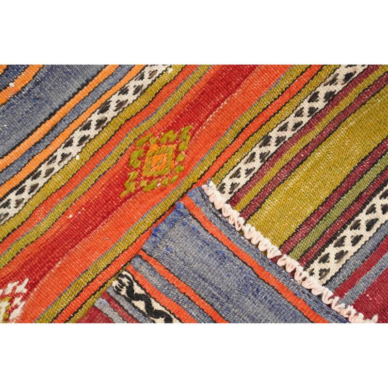 Hand Woven Oriental 100% Wool Carpet Southwestern Tribal Multi-Colored Kilim Area Rug - 7' 2'' X 4' 11''