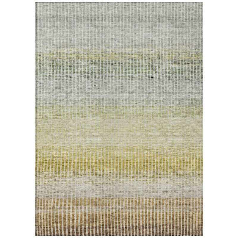 Machine Washable Indoor/ Outdoor Contemporary Stripes Chantille Rug