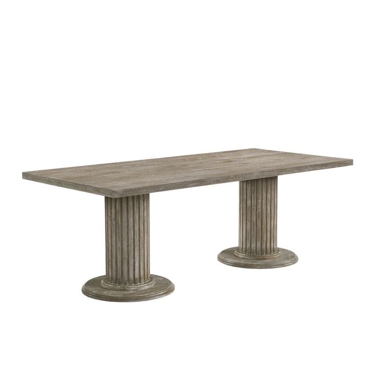 HomeRoots 84" Gray Wood Double Pedestal Base Dining Table - 84.00 in. x 31.00 in. x 39.00 in.