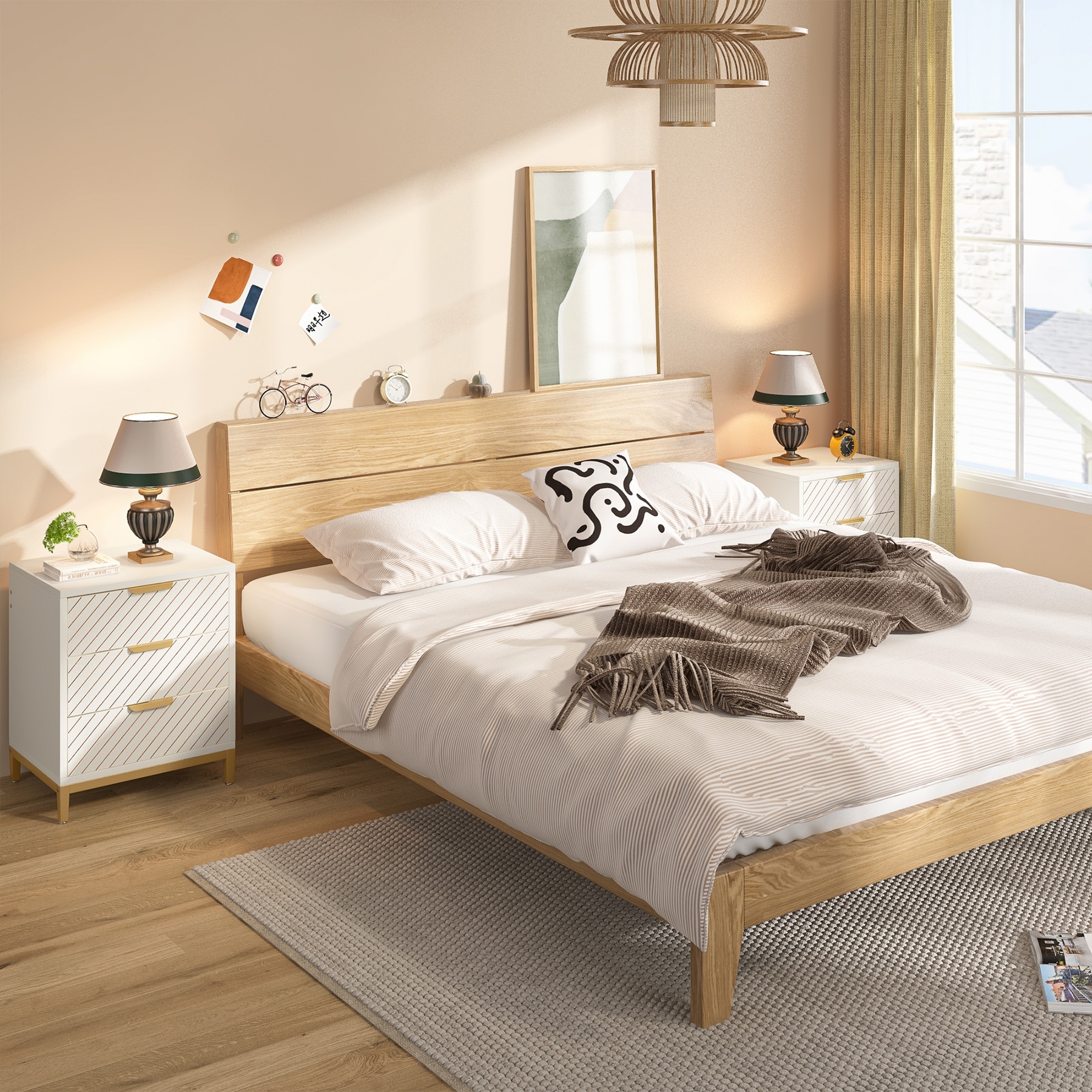 Light colored wood hotsell nightstands