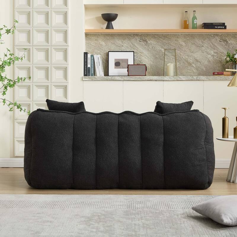 Soft Bean Bag Chair for Adults, Cozy Lazy Bean Bag Sofa, 2 Seat with Armrests for Home