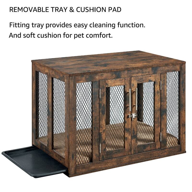 unipaws Dog Crate Furniture with Tray and Bed