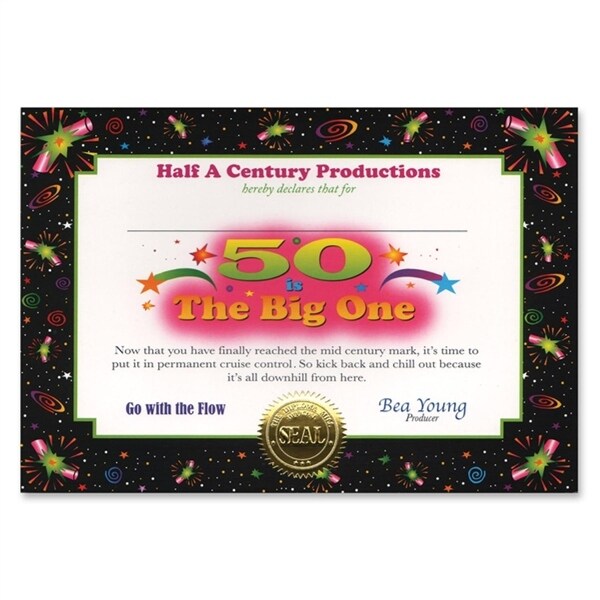 Pack of 6 ''50 Is The Big One'' Certificates 5'' x 7'' - N/A