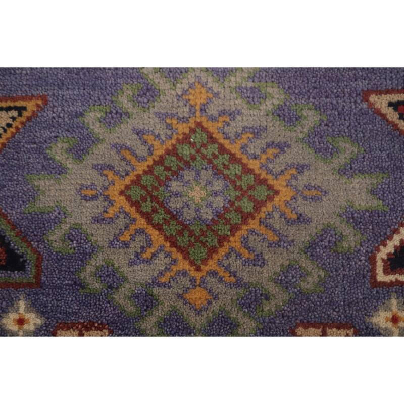 Traditional Purple Kazak Area Rug Handmade Wool Carpet - 9'0"x 11'9"