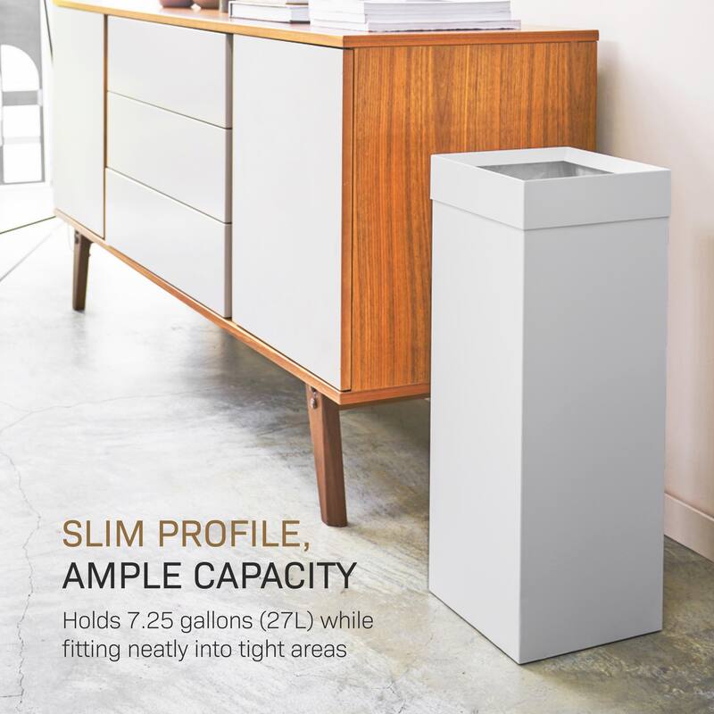 Yamazaki Home Trash Can, Steel, 7.25 gallons, 27 liters