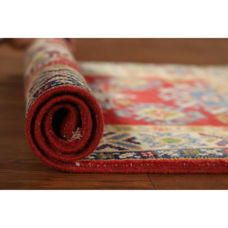 Red Kazak Oriental Foyer Rug Hand-Knotted Wool Carpet - 2'0"x 3'0" - 2'0"x 3'0" - Red
