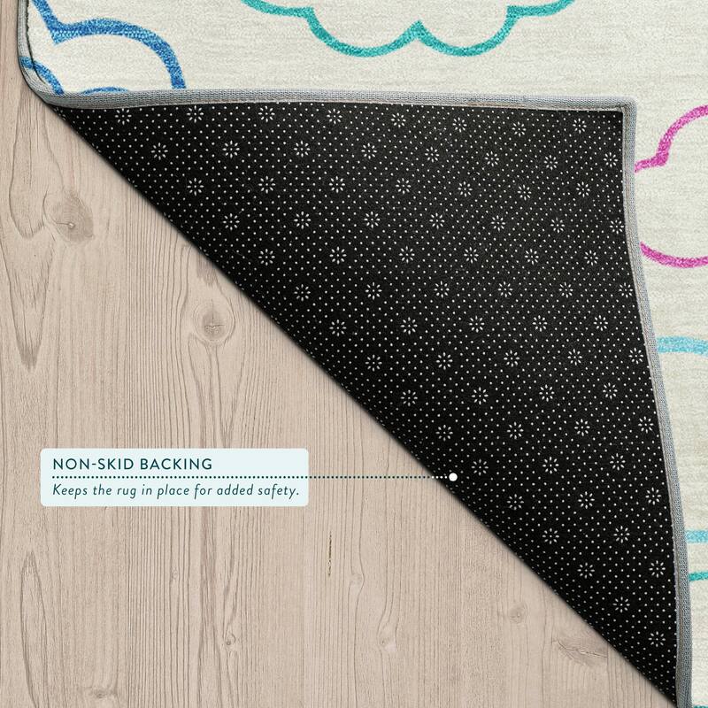 Machine Washable Indoor/ Outdoor Modern Clouds Chantille Rug