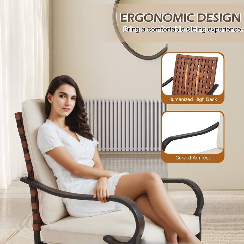 Outdoor Swivel Rocker Chairs Set of 2, Heavy-Duty 360° Swivel Patio Chairs with Cushions, All-Weather Steel Frame for Garden