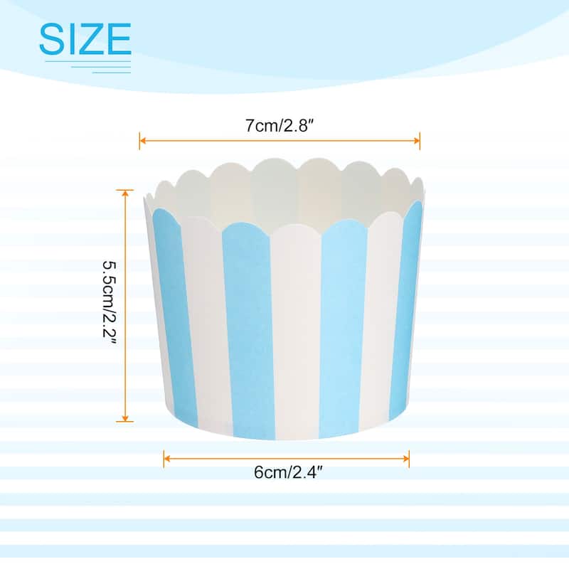 100Pcs Paper Baking Cups 6oz Cupcake Muffins Liner Wrappers - Blue