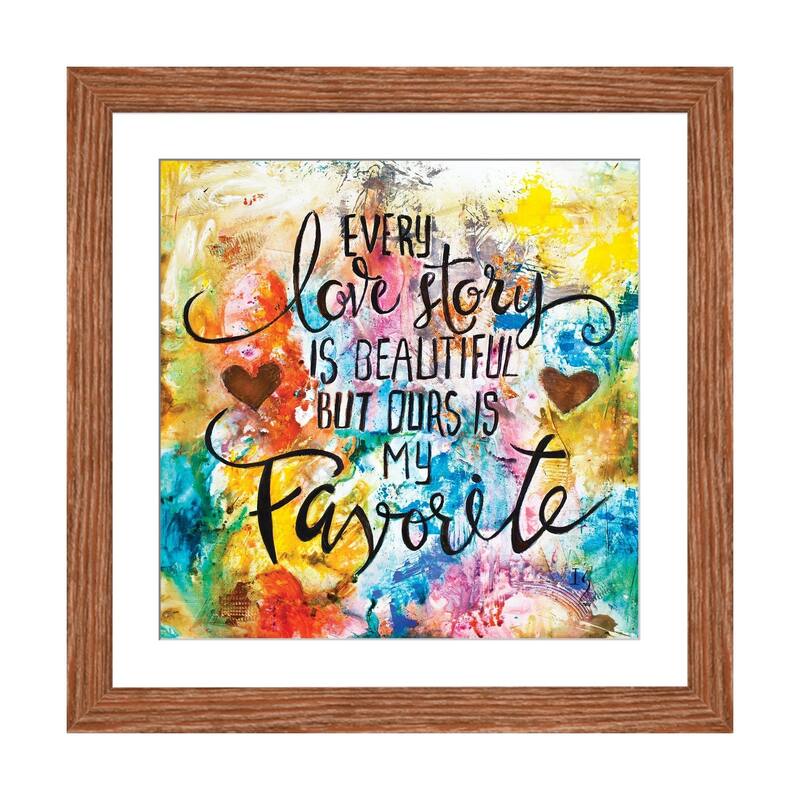 iCanvas "Every Love Story Is Beautiful" by Ivan Guaderrama - Walnut - 24x24x1