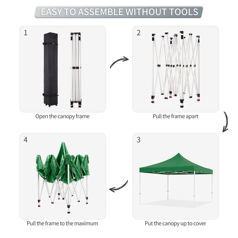 10x10 ft Pop-Up Canopy with 1-Minute Setup, UV Protection, Waterproof, and Adjustable Heights