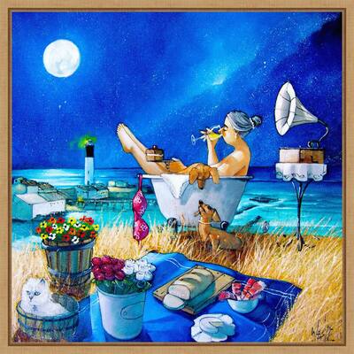 Just Perfect at Vlees Bay by Ronald West Framed Canvas Wall Art Print - Sylvie Maple