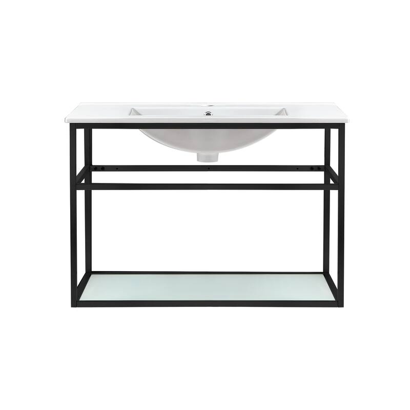 Pierre 30 Single, Open Shelf, Metal Frame Bathroom Vanity