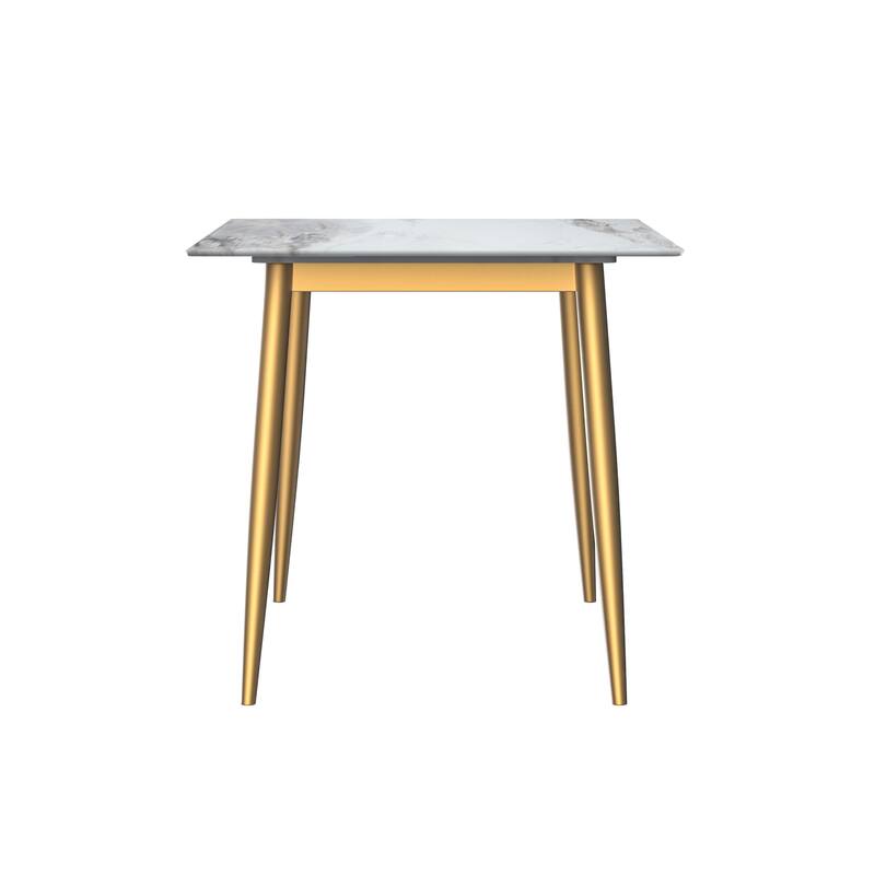 Zayle Dining Table with a 71" Rectangular Top and Gold Steel Base