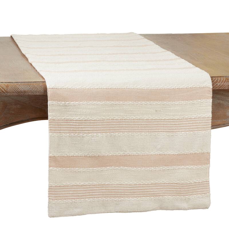 Cotton Table Runner With Striped Design - 16"x72"