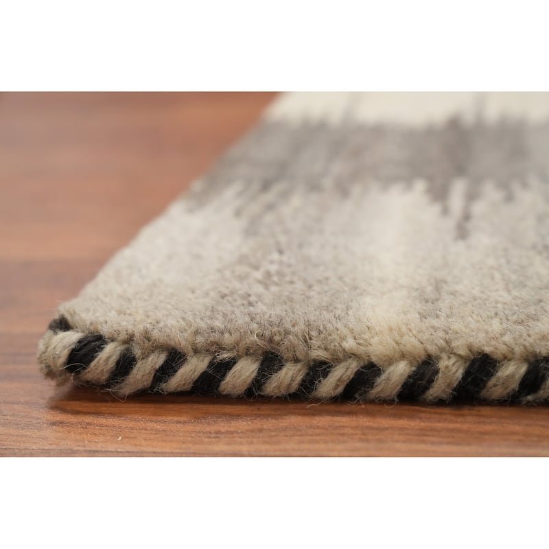 Hand Knotted Oriental 100% Wool Carpet Modern Stripe Beige & Ivories Gabbeh Area Rug - 7' 11'' X 5' 6''