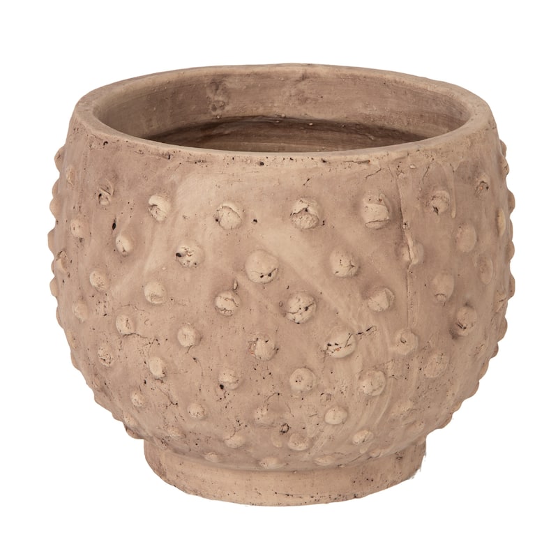 Distressed Hobnail Planter - 7" - Greige