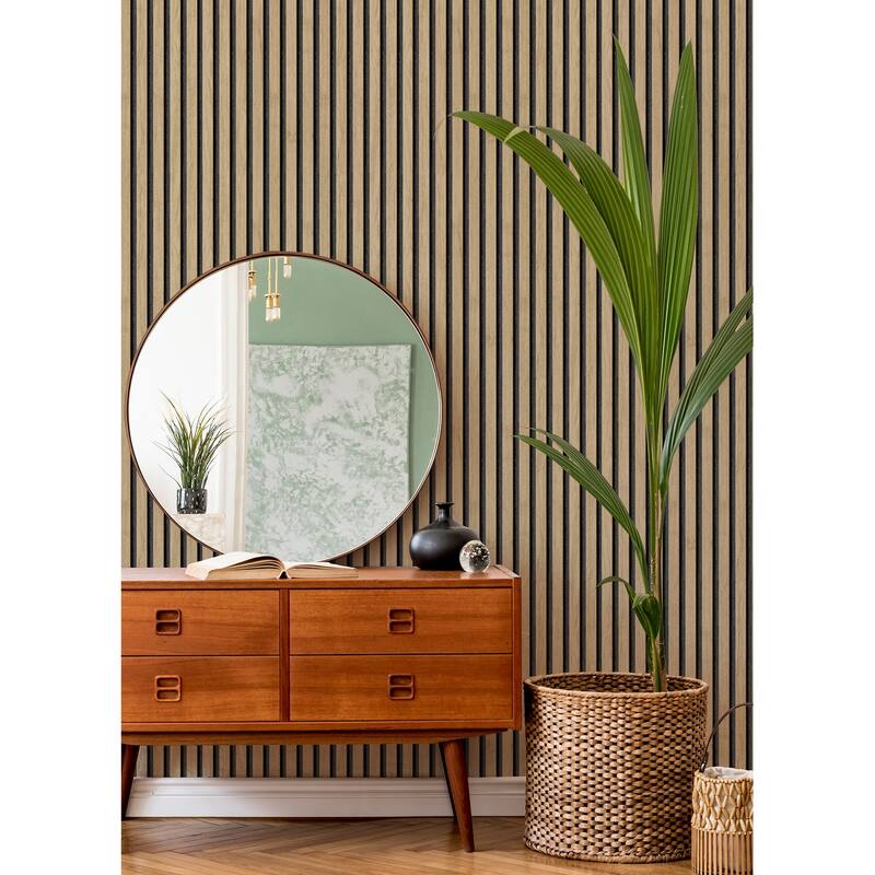 NuWallpaper Oak Slat Wood Peel & Stick Wallpaper