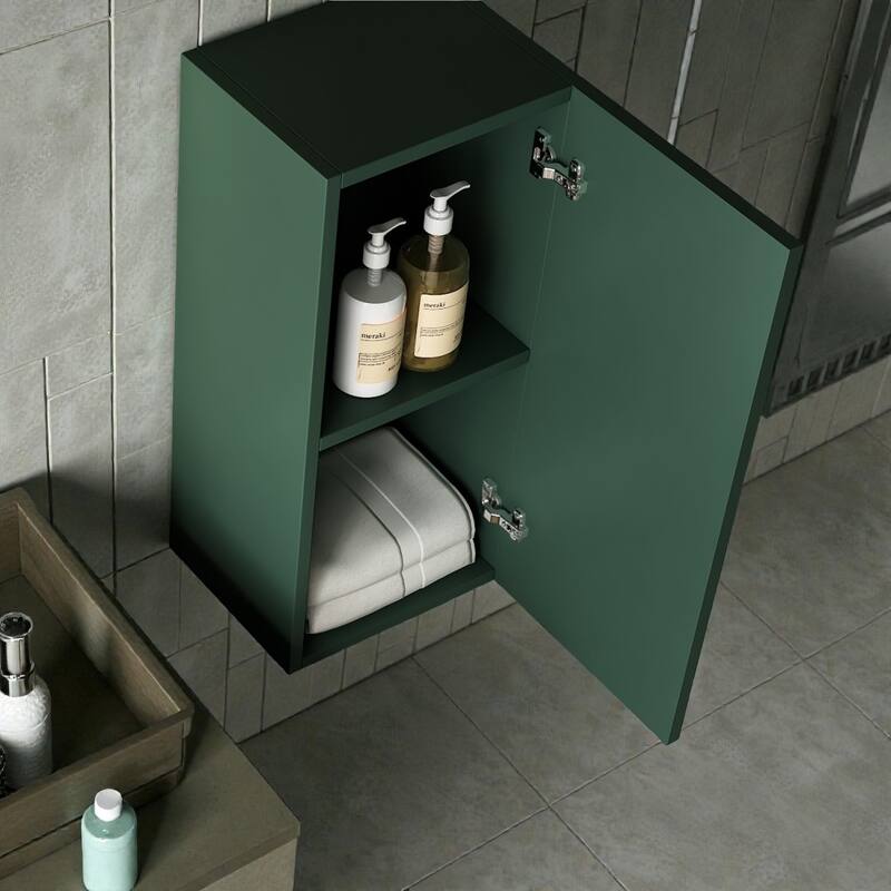 14" Wall-Mounted Floating Bathroom Side Cabinet, Particle Board Storage Cabinet with Soft-Close Door & Adjustable Shelf