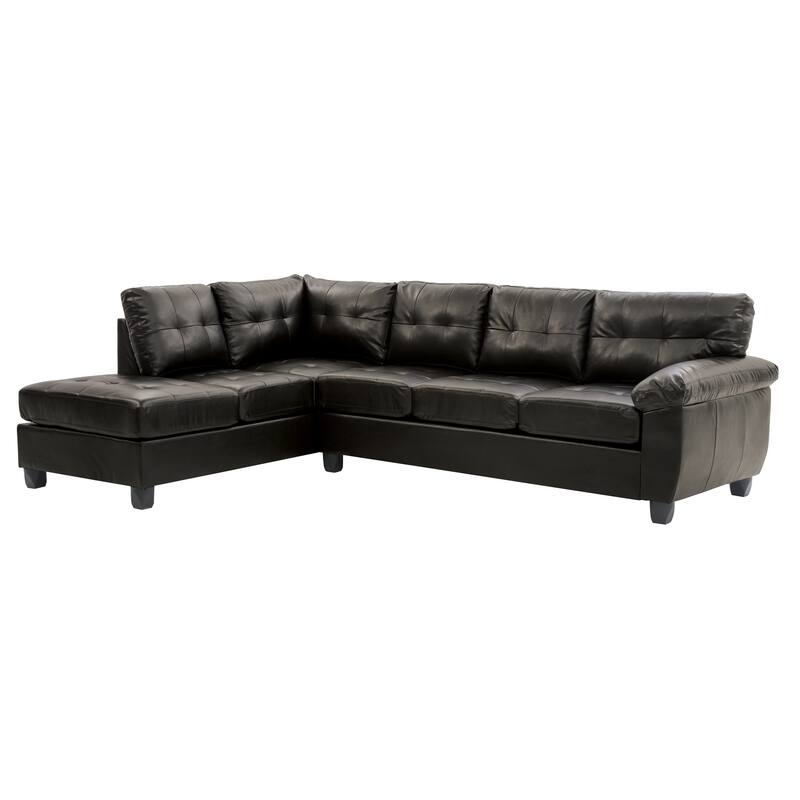 G903B-SC Sectional, Black, PU, Removable Backs, Adjustable Chaise, Hardwood Frame, Pocketed Coil Cushions