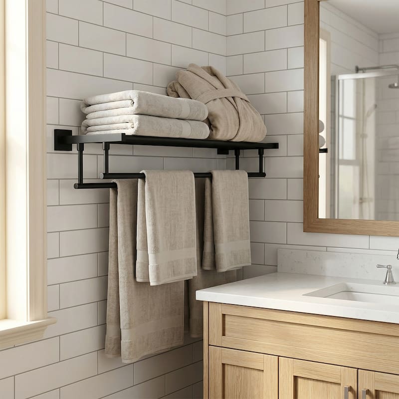 WOWOW Two Towel Holders Wall mounted Towel Rack