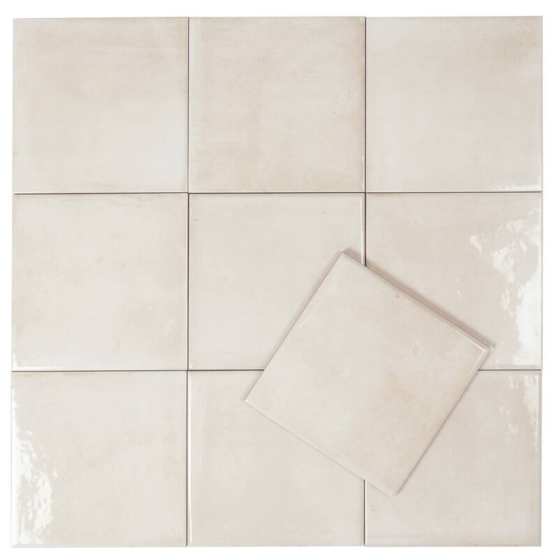 Zahara 6x6 Creamy off-white Porcelain Zellige Square Wall and Floor Tile (5.38 sq ft/case) - 22 Pack