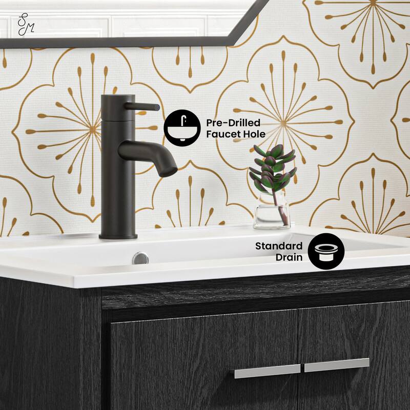 Virage 24" Freestanding Bathroom Vanity In Black Oak With Sink Top - 24