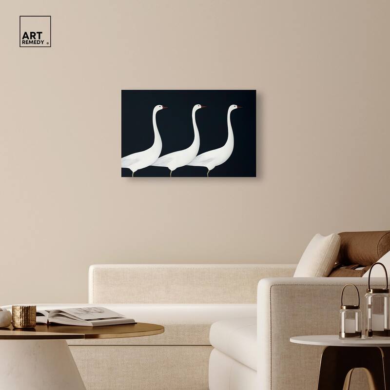 Trio of Swans Canvas by Art Remedy, Gallery Wrapped