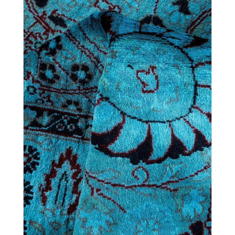 Overton Hand Knotted Wool Vintage Inspired Modern Contemporary Overdyed Blue Area Rug - 3' 1" x 5' 3"