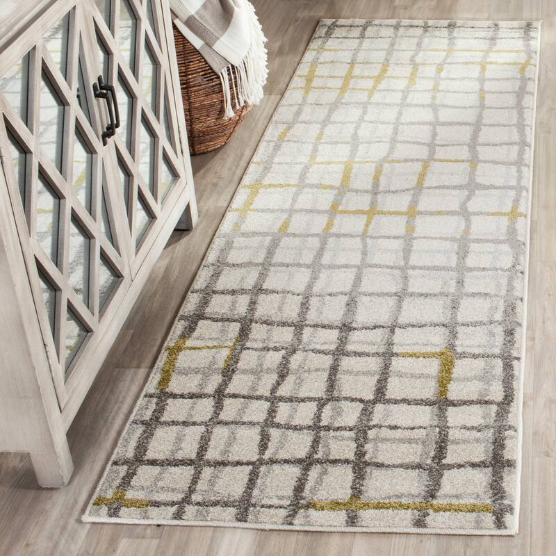 SAFAVIEH Amherst Raimonda Modern Rug - 2'3" x 7' Runner - Ivory/Light Grey