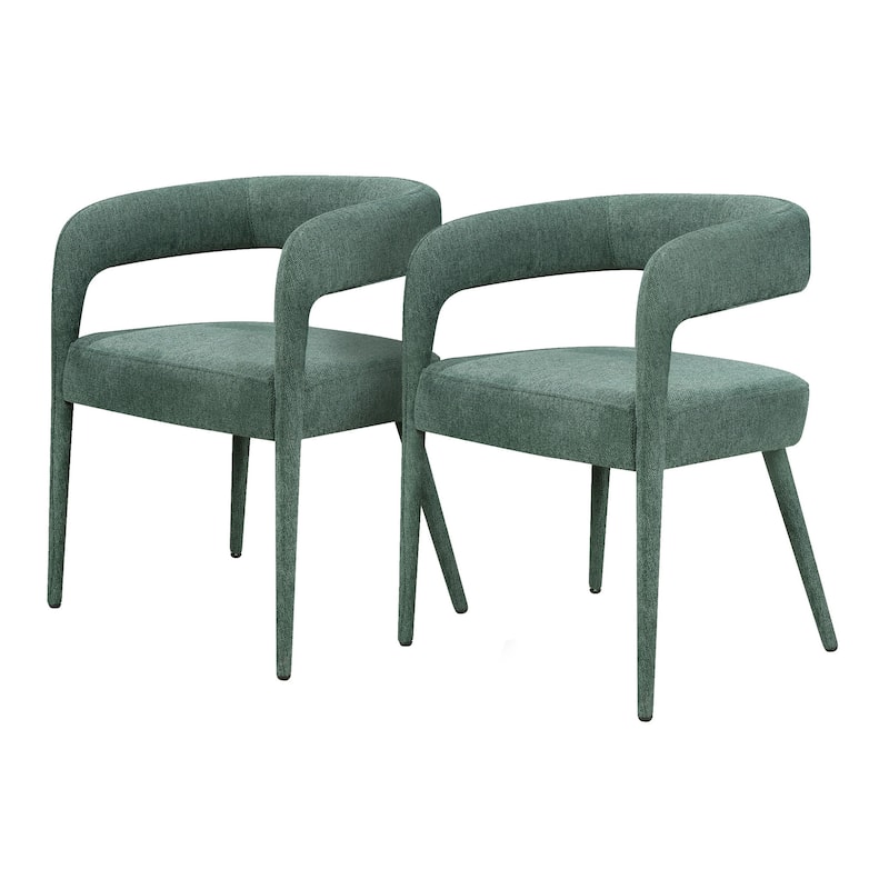 HomeRoots Set of Two Green Upholstered Linen Open Back Dining Side Chairs - 21 in. x 28 in. x 22 in.
