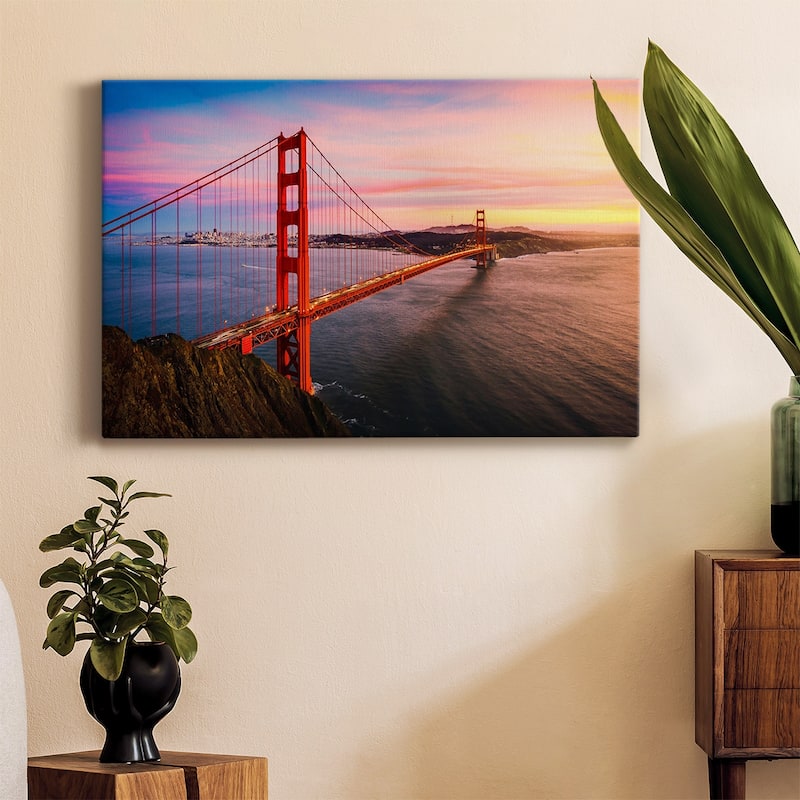 The Golden Gate Bridge at Sunset Premium Gallery Wrapped Canvas - Ready to Hang