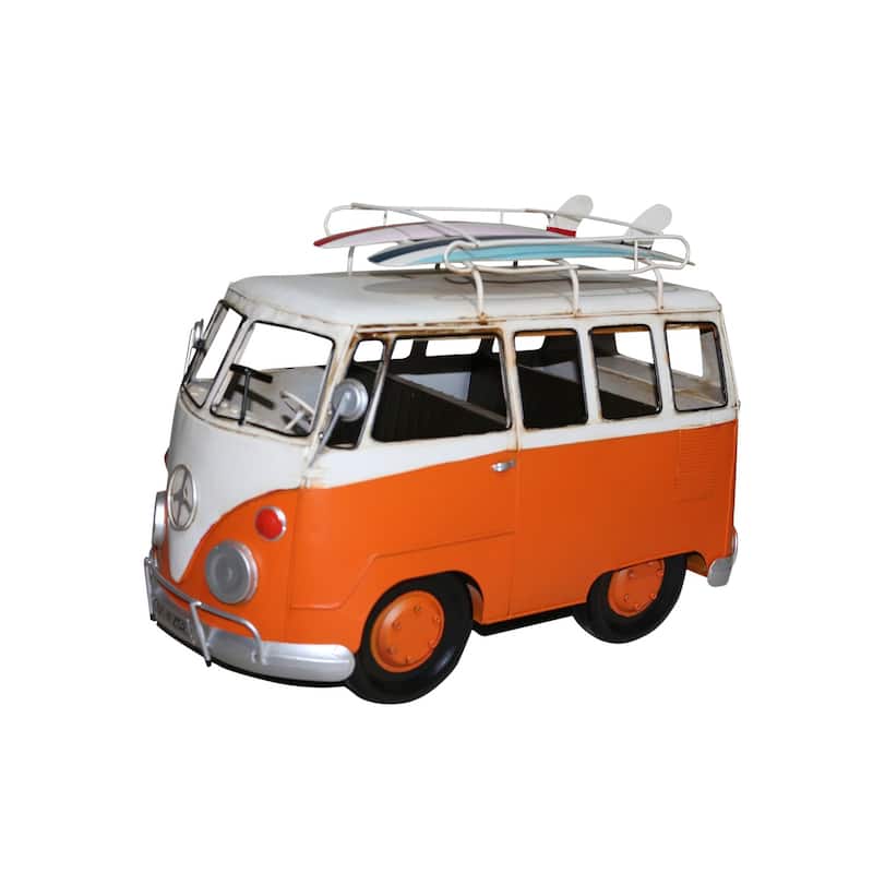 Vintage Orange VW Bus Metal Model