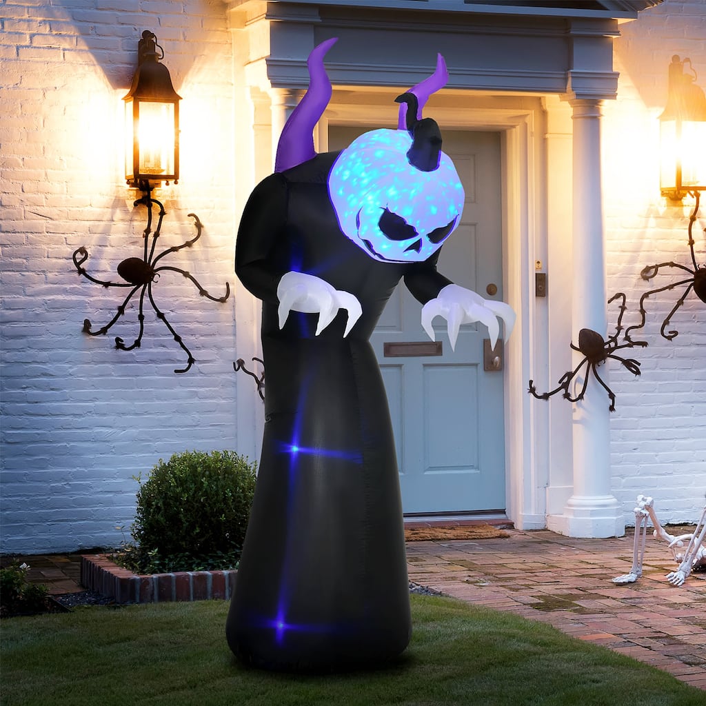 Outsunny 6.6' Light-Up Monster Skeleton Inflatable Halloween Decoration