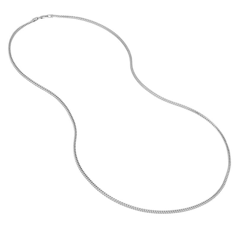 Curata 925 Sterling Silver Rhodium 1.9mm Round Franco Chain for Men (Lobster)