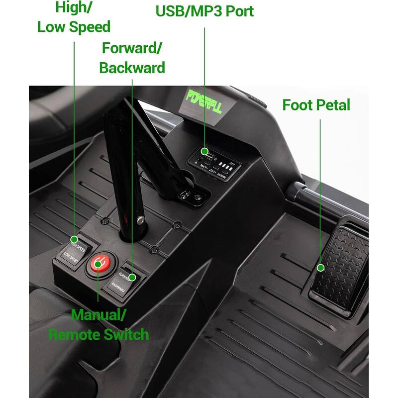 24V Kids Electric Car with Parent Control, 200W 4x4 Ride On Toy for Big Kids,4 Wheeler ATV
