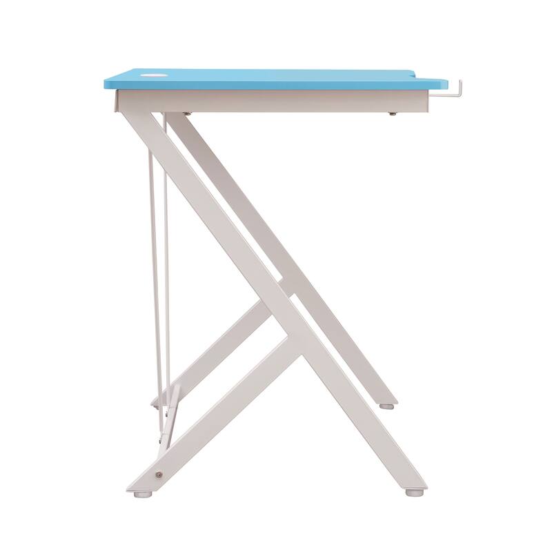 Modern Kids Gaming Desk with Laminated Sparkly Surface, Headphone & Drink Holders, Cable Management